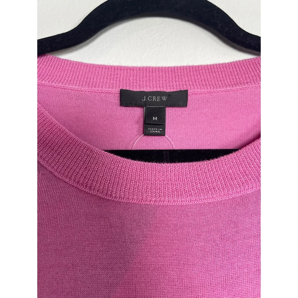 J.CREW Crewneck Sweater Medium Pink NEW 100% Merino Wool Preppy‎ Casual Coastal